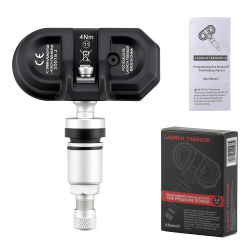 LAUNCH TSENSOR-B Programming-free Bluetooth Tire Pressure Sensor for Tesla (Adjustable Angle, Frosted Silver)