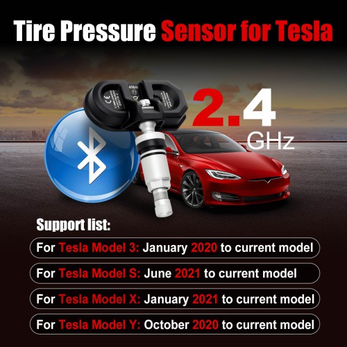 LAUNCH TSENSOR-B Programming-free Bluetooth Tire Pressure Sensor for Tesla (Adjustable Angle, Frosted Silver)