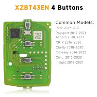 XHORSE XZBT43EN 4 Button HON.D Special PCBs for Honda Pilot Passport Accord CR-V Clarity Odyssey Civic Insight 5pcs/lot