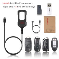 [US Ship] [Second-Handed] 90% New Launch X431 Key Programmer Remote Maker + Super Chip+4 Sets of Smart Keys