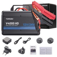 TOPDON V4000 HD 12V/24V 4000A Jump Starter Supports 60 Starts for Passenger vehicles & Light-duty