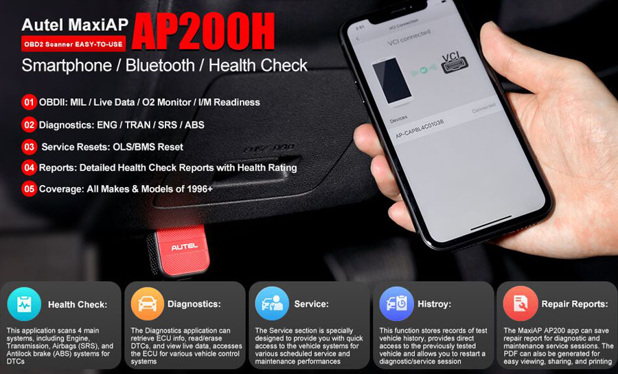 AUTEL MaxiAP AP200H functions
