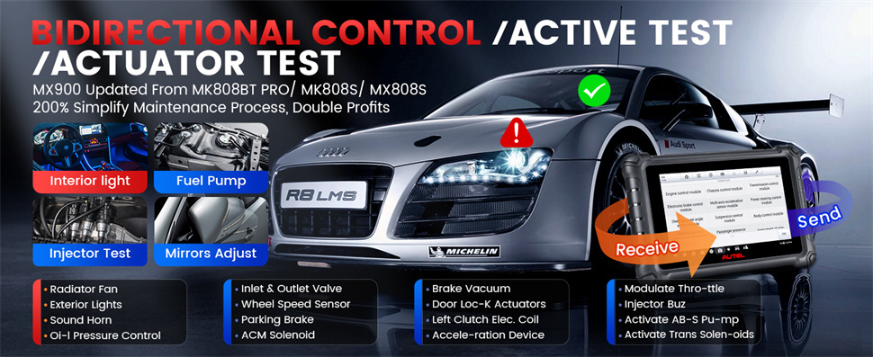 Autel MaxiCheck MX900 OBD2 All System Diagnostic Scanner, Bi-Directional Control, DoIP/CAN FD, Read/Clear Code, 40+ Service, Upgrade of MK808/MX808