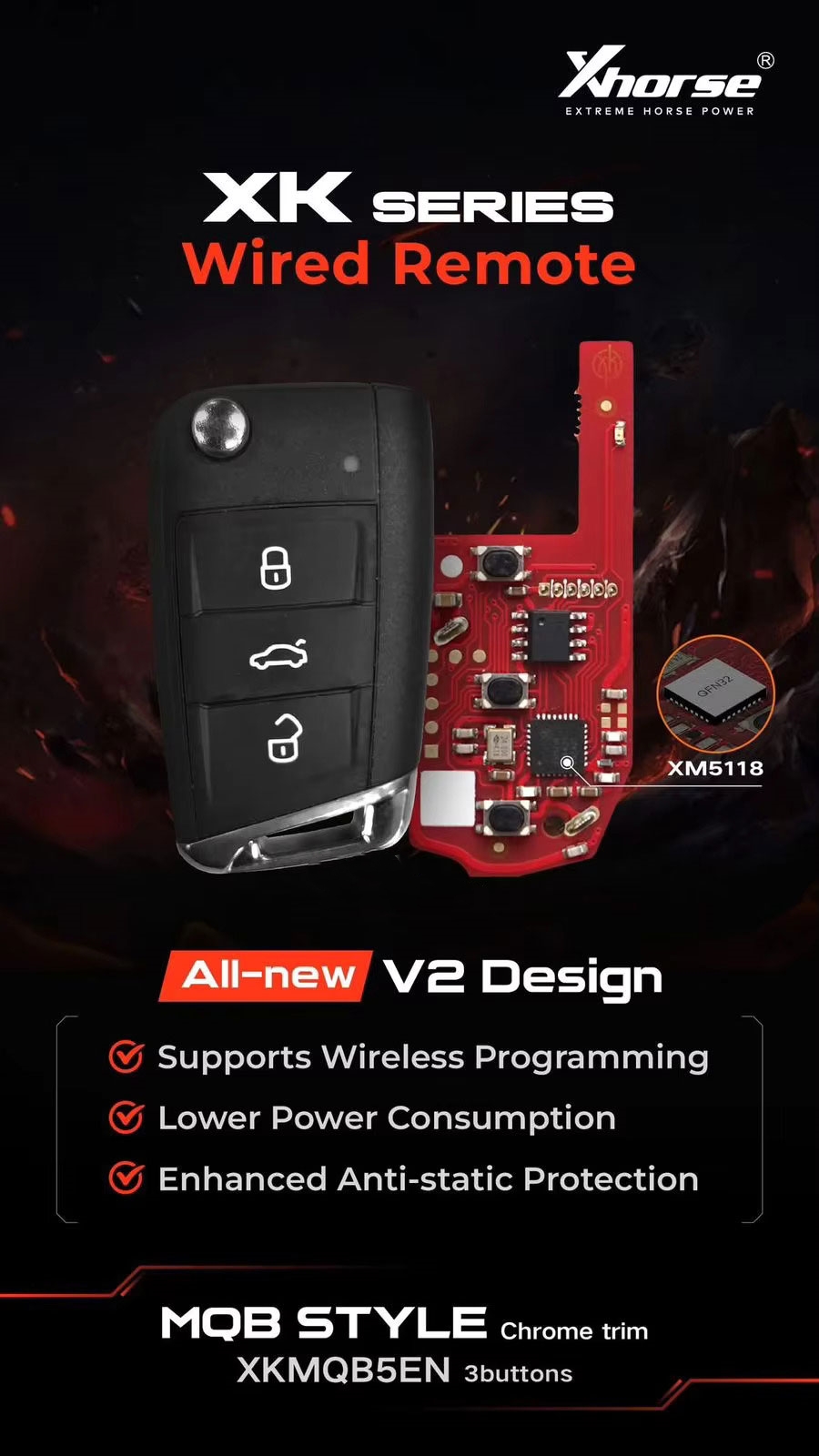 Xhorse XKMQB5EN VVDI 2nd Generation Wire Remote Key MQB