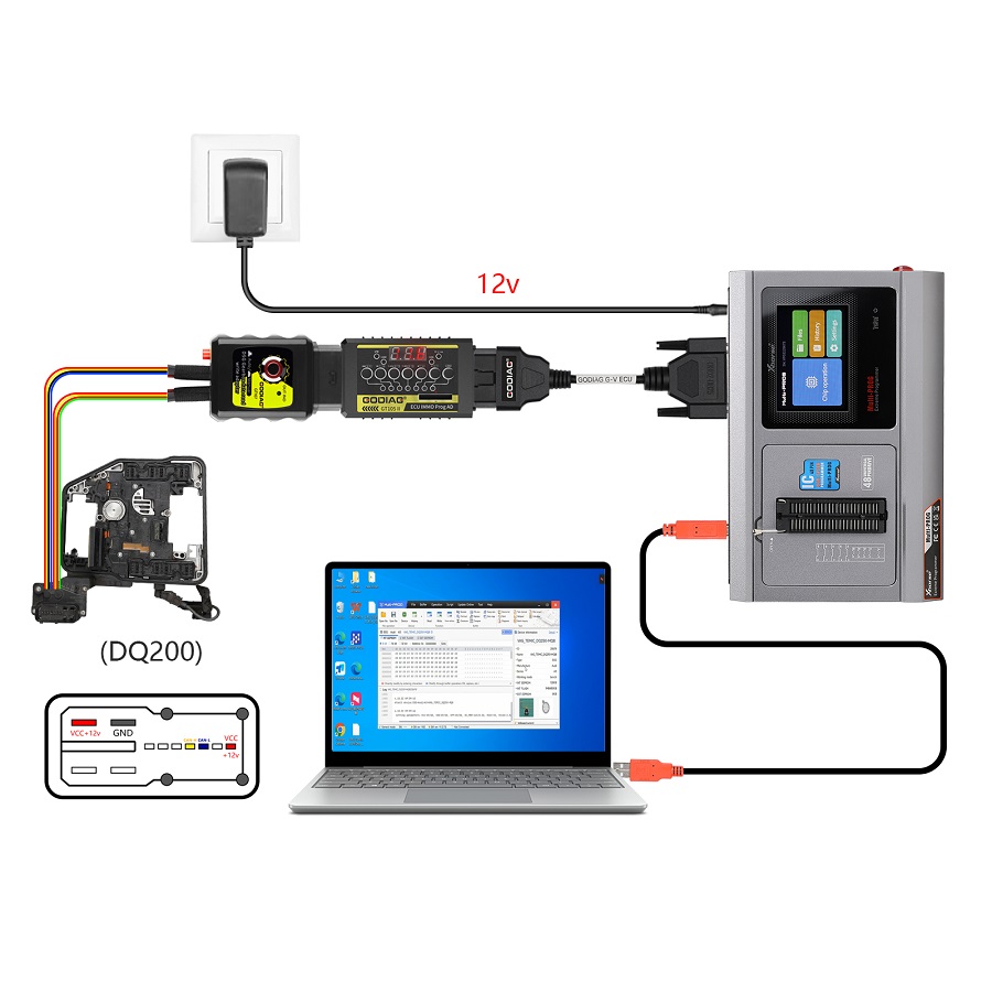 GODIAG G-V ECU Cable for Read & Write ECU via Bench Model for Gearbox Data Read/Write work with Xhorse MULTI PROG, Godiag GT107, GPT BENCH BOOT AD