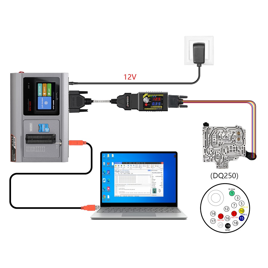 GODIAG G-V ECU Cable for Read & Write ECU via Bench Model for Gearbox Data Read/Write work with Xhorse MULTI PROG, Godiag GT107, GPT BENCH BOOT AD