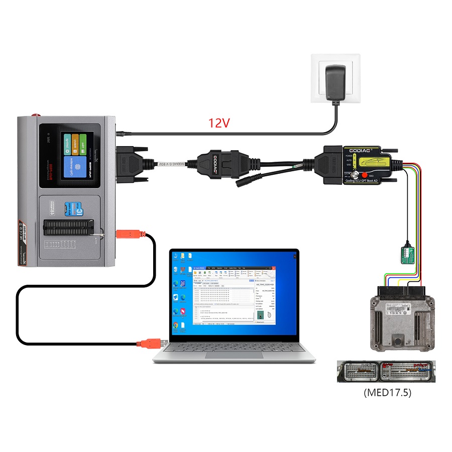 GODIAG G-V ECU Cable for Read & Write ECU via Bench Model for Gearbox Data Read/Write work with Xhorse MULTI PROG, Godiag GT107, GPT BENCH BOOT AD