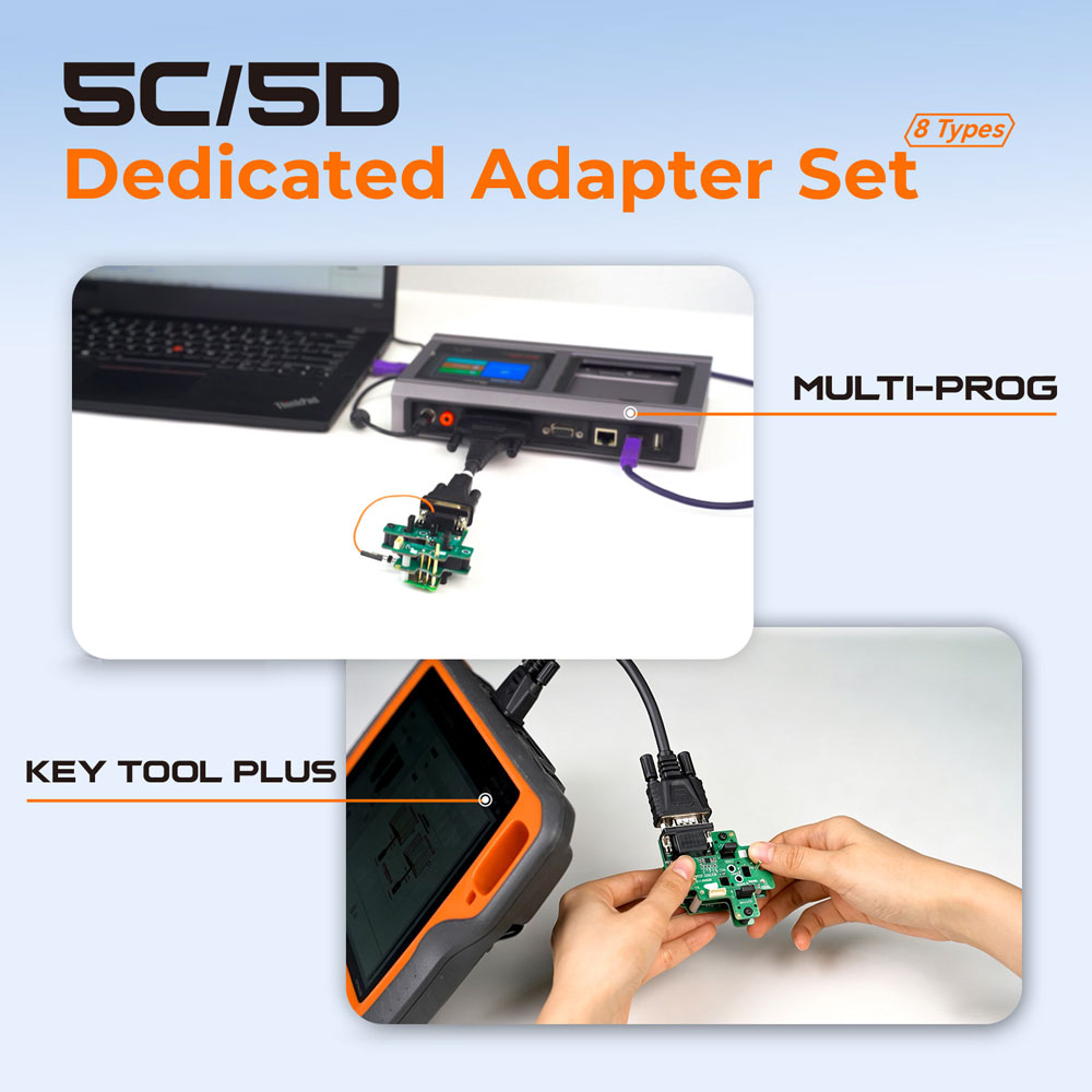 Connect MQB49 5C 5D adapter with multi prog and key tool plus
