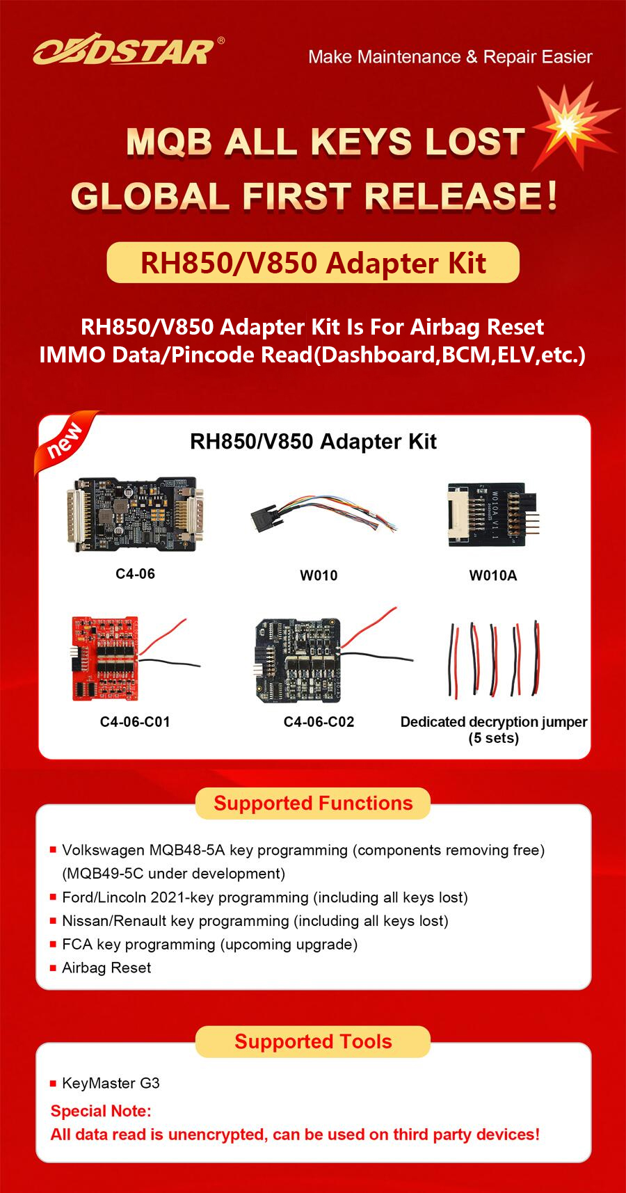 obdstar RH850/V850 Adapter Kit